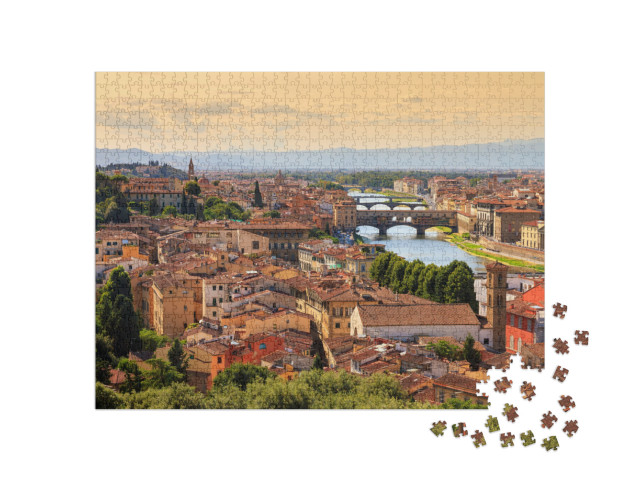 Puzzle 1000 pezzi „Lo skyline di Firenze con i ponti, Italia“