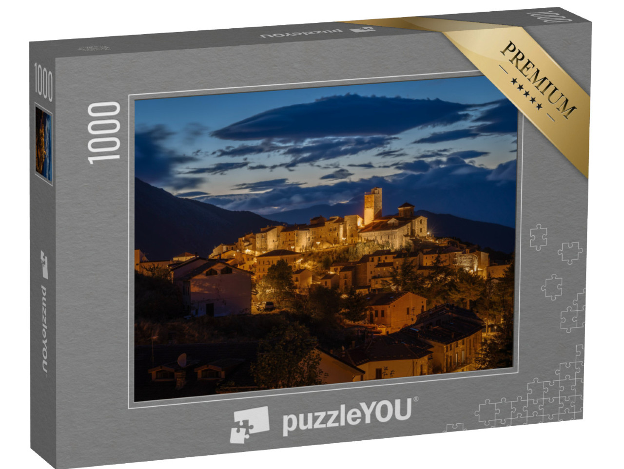 Puzzle 1000 pezzi „Il borgo di Castel del Monte si trova nel Parco Nazionale del Gran Sasso, in Abruzzo.“