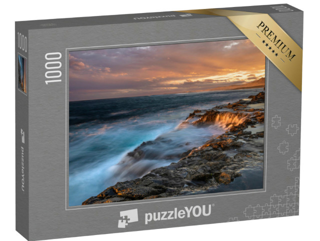 Puzzle 1000 pezzi „Impressionante tramonto sulle scogliere rocciose di Fuerteventura“