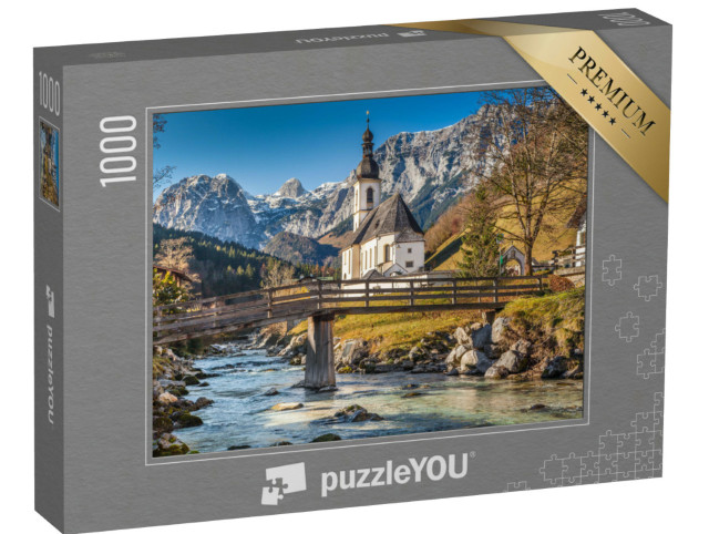 Puzzle 1000 pezzi „Chiesa parrocchiale di San Sebastiano in autunno, Ramsau, Germania“