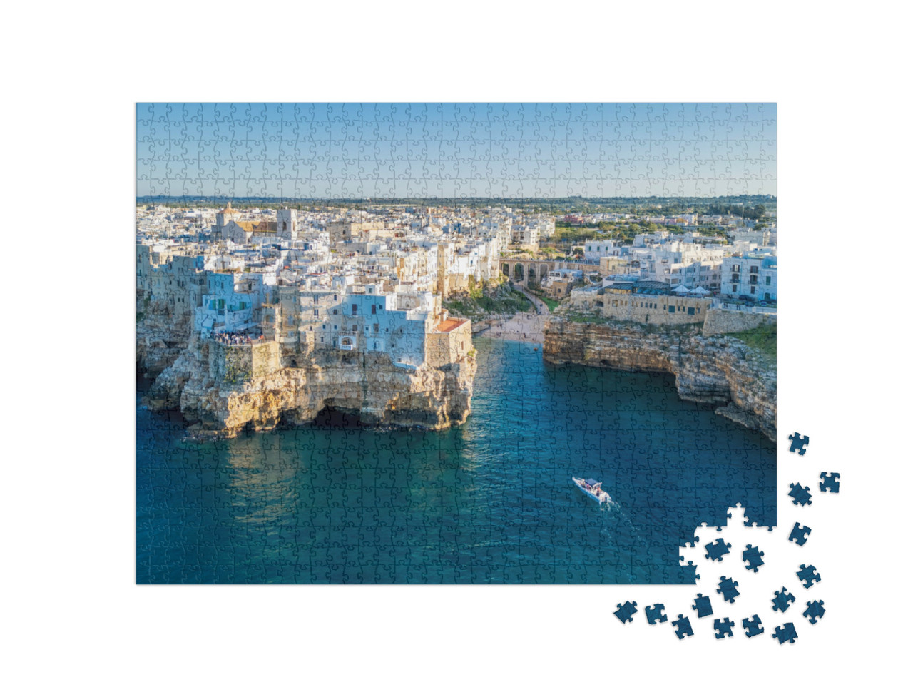 Puzzle 1000 pezzi „Polignano a Mare vista dal drone in Italia“