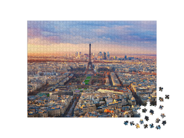 Puzzle 1000 pezzi „Vista aerea di Parigi al tramonto“