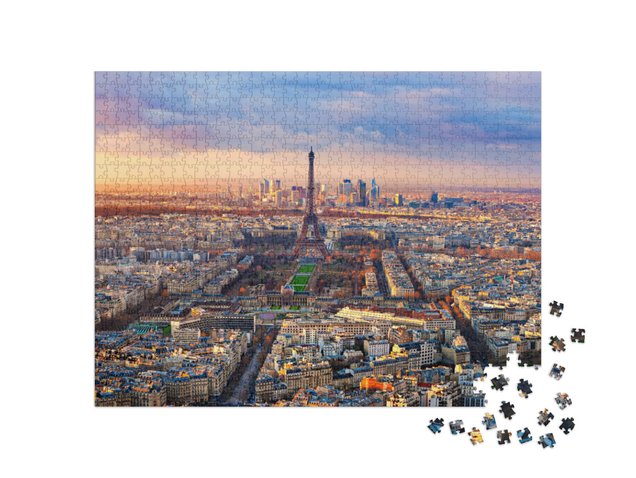 Puzzle 1000 pezzi „Vista aerea di Parigi al tramonto“