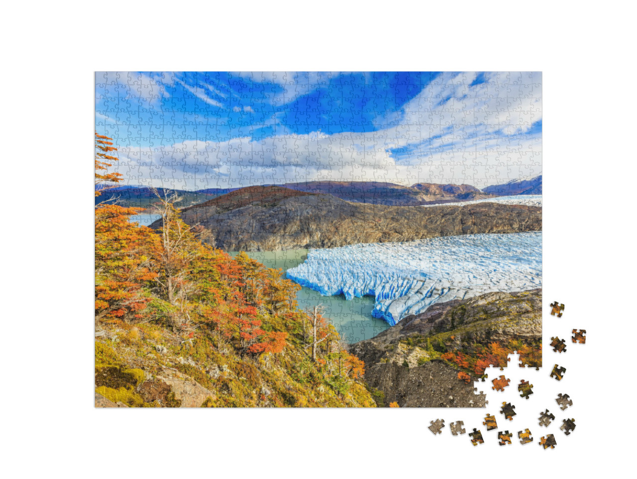 Puzzle 1000 pezzi „Ghiacciaio nel Parco Nazionale Torres Del Paine, Cile“