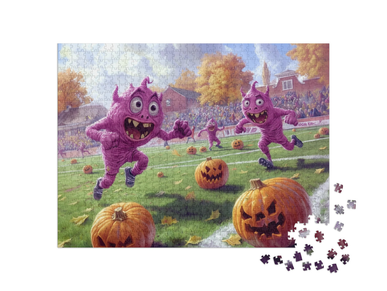 Puzzle 1000 pezzi „Mostri che giocano a calcio con la zucca“