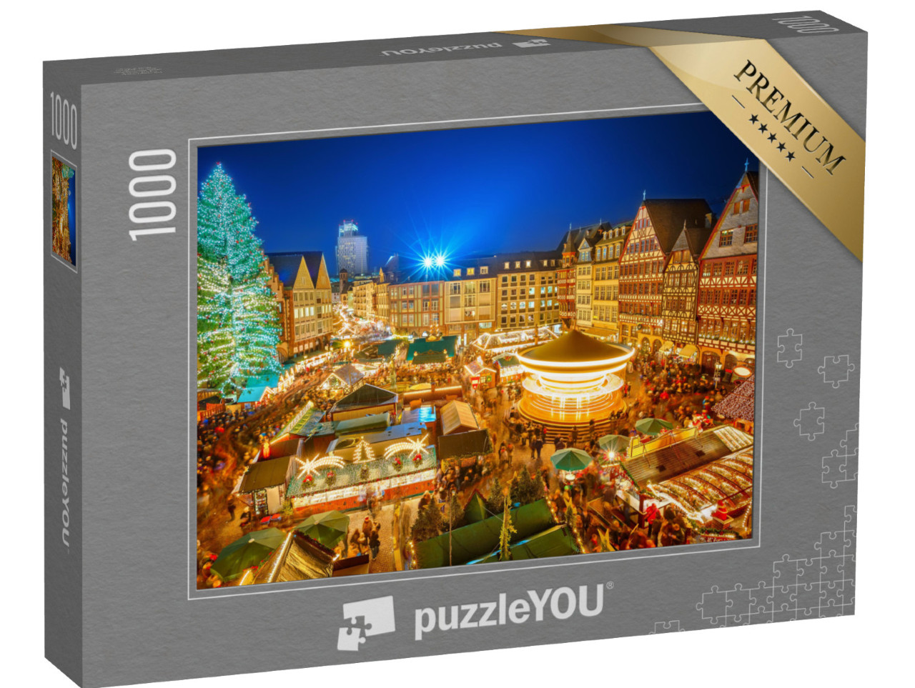 Puzzle 1000 pezzi „Tradizionale mercatino di Natale nel centro storico di Francoforte, Germania“