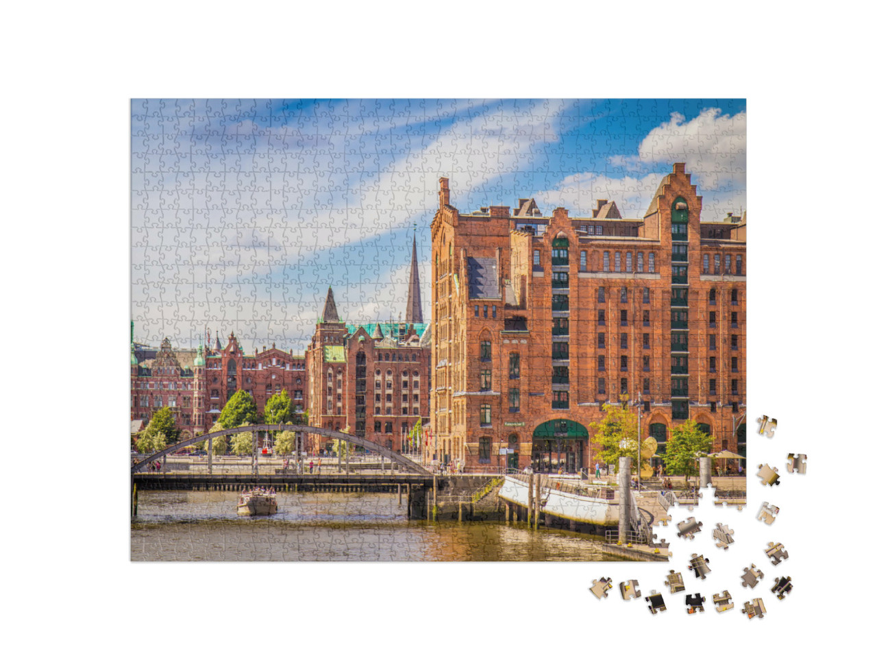 Puzzle 1000 pezzi „Speicherstadt ad Amburgo in estate“