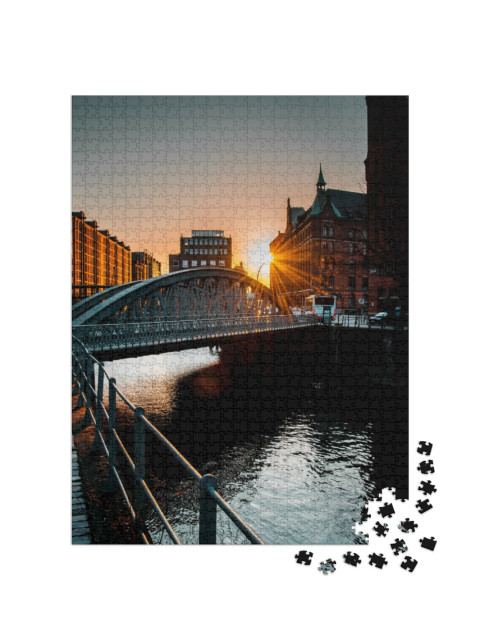Puzzle 1000 pezzi „Lo storico quartiere portuale di Speicherstadt ad Amburgo“