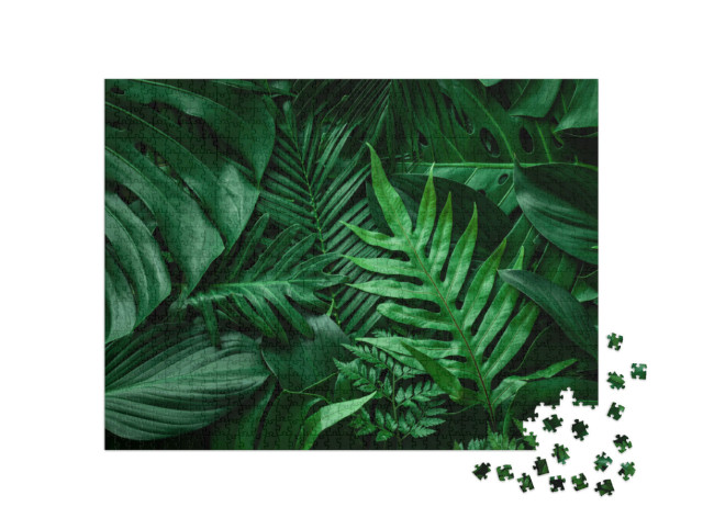 Puzzle 1000 pezzi „Foglie verdi e palme“