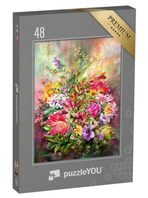 Puzzle 48 pezzi „Bouquet di fiori colorati“