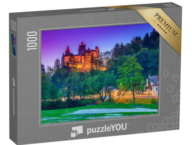 Puzzle 1000 pezzi „Il castello di Bran con le luci della sera, Transilvania, Romania“