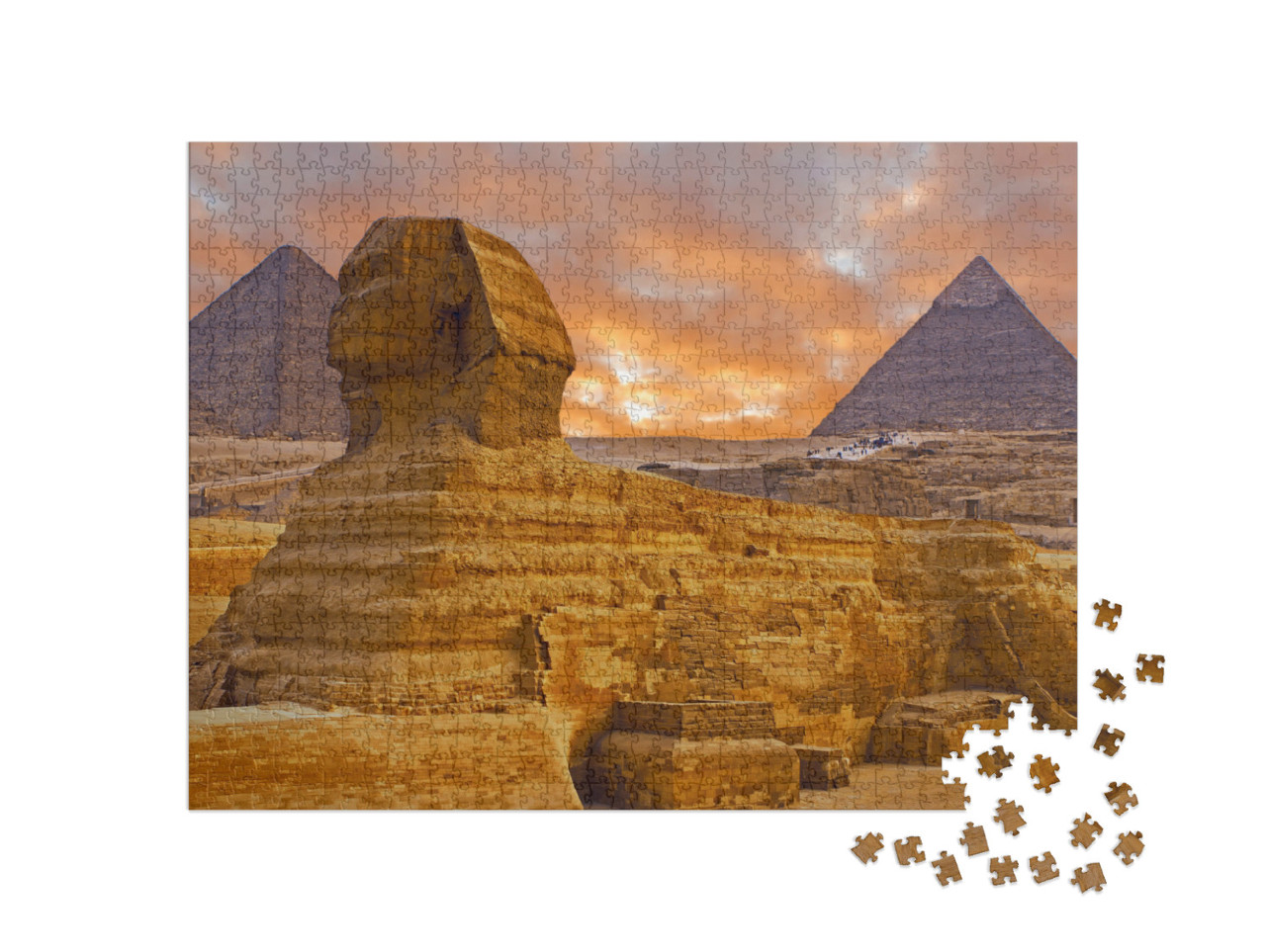 Puzzle 1000 pezzi „Vista della Sfinge nel Sahara, Egitto“