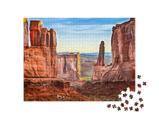 Puzzle 1000 pezzi „Il selvaggio paesaggio montano del Red Rock Canyon, Las Vegas, USA“