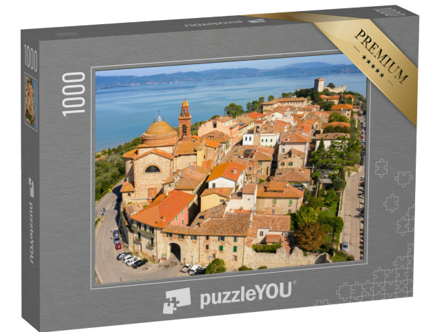 Puzzle 1000 pezzi „Veduta aerea del centro storico di Castiglione del Lago, in Umbria, Italia“