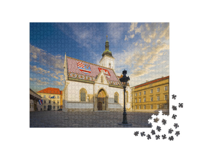 Puzzle 1000 pezzi „Chiesa di San Marco in Piazza San Marco a Zagabria, Gornij Grad“