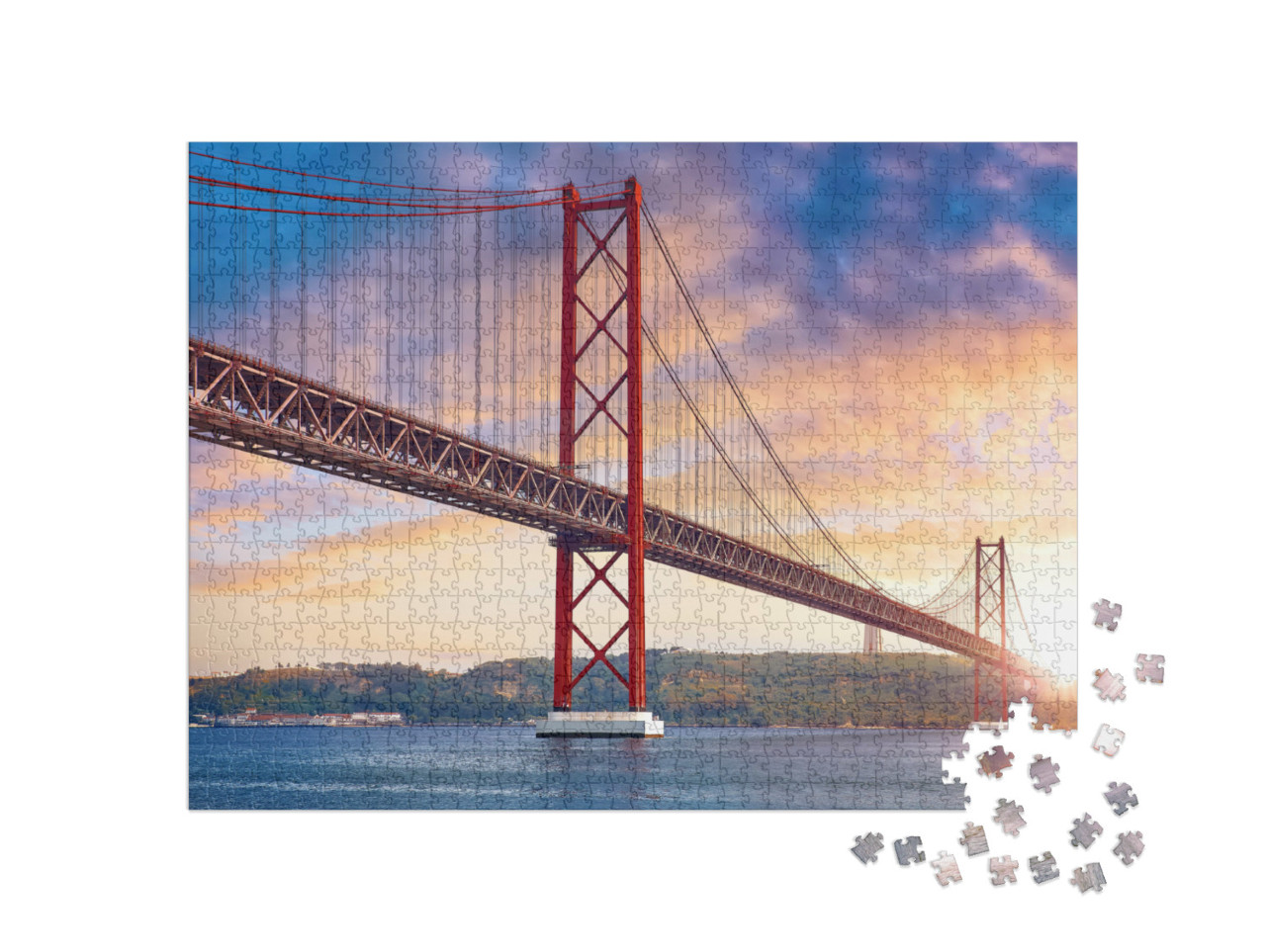 Puzzle 1000 pezzi „Ponte 25 de Abril sul fiume Tago a Lisbona, Portogallo“