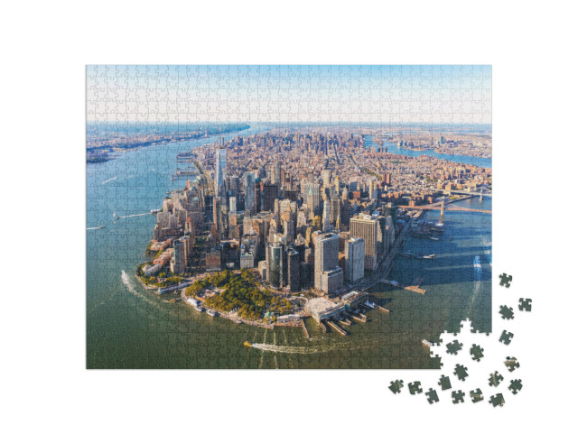 Puzzle 1000 pezzi „Spettacolare veduta aerea di Lower Manhattan, New York City“