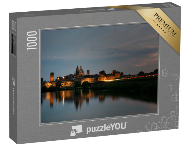 Puzzle 1000 pezzi „Lo splendido skyline di Mantova si riflette nel fiume Mincio all'imbrunire“