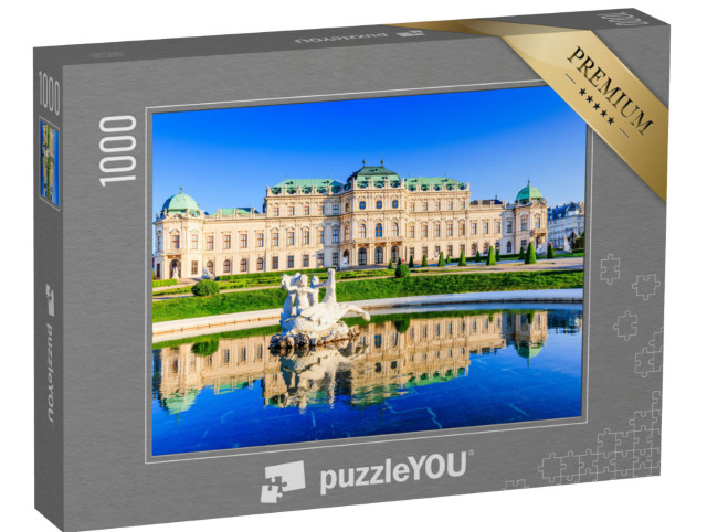 Puzzle 1000 pezzi „Palazzo del Belvedere superiore con fontana d'acqua, Vienna, Austria“