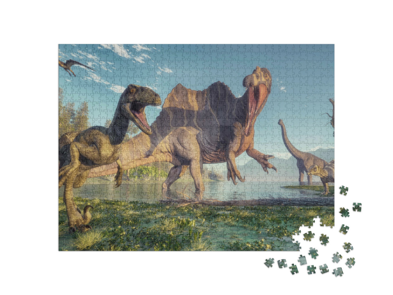 Puzzle 1000 pezzi „Spinosaurus e Deinonychus“
