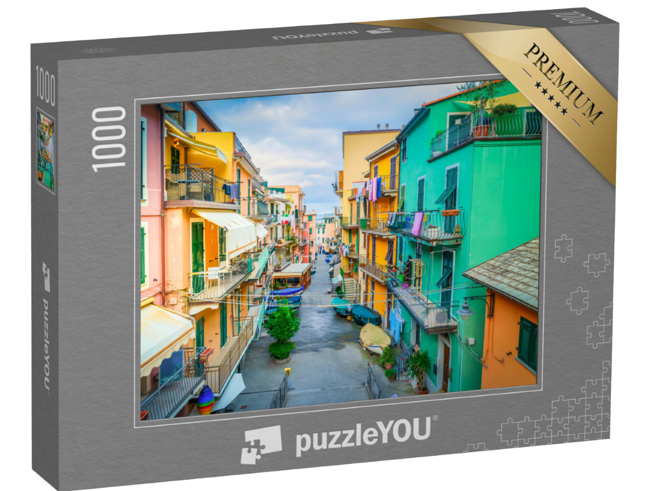 Puzzle 1000 pezzi „Manarola, pittoresca strada cittadina delle Cinque Terre, Italia“