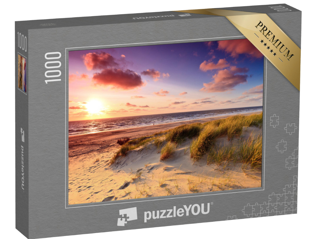 Puzzle 1000 pezzi „Dune di sabbia in un romantico tramonto“