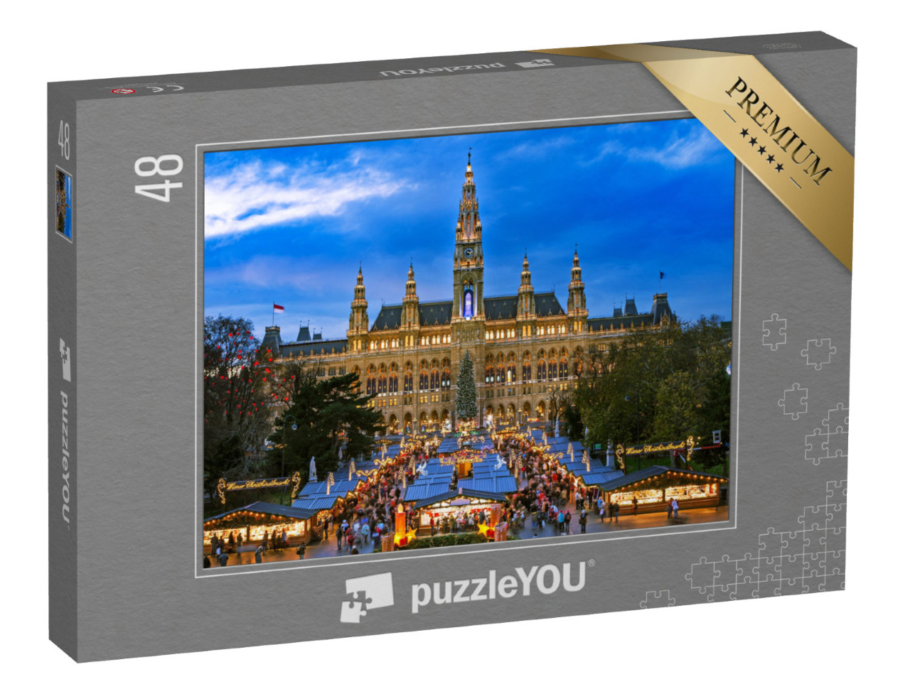 Puzzle 48 pezzi „Mercatino di Natale a Vienna, motivo invernale“