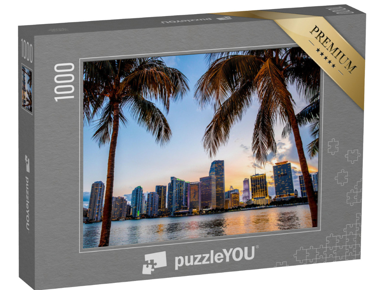 Puzzle 1000 pezzi „Vista serale dello skyline di Miami, Florida, USA“