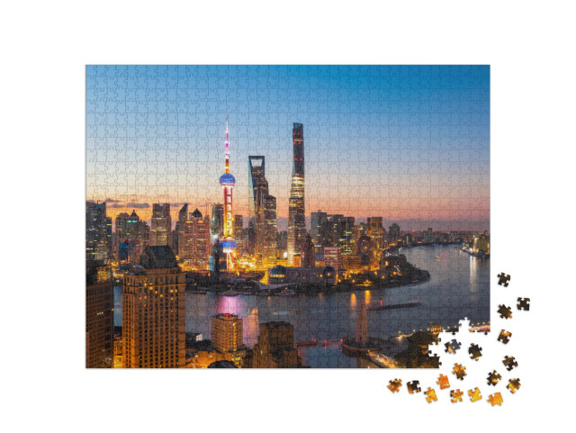 Puzzle 1000 pezzi „Shanghai illuminata di notte“