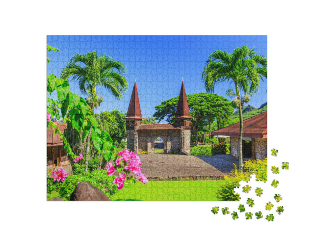 Puzzle 1000 pezzi „Isole Marchesi, Nuku Hiva, Cattedrale di Notre Dame, Polinesia Francese“
