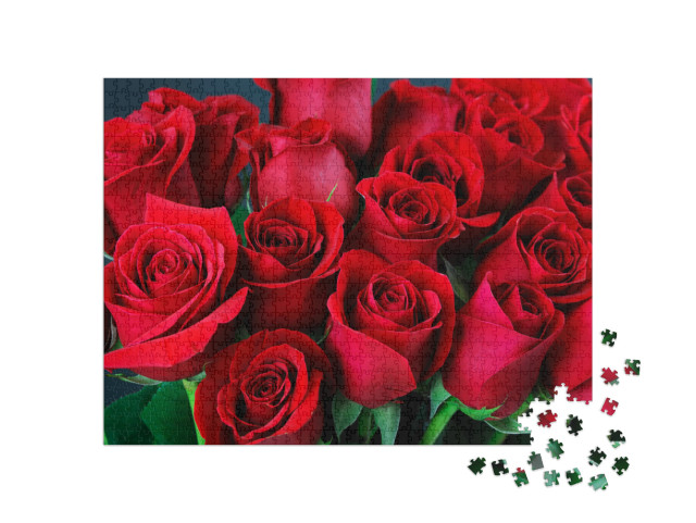 Puzzle 1000 pezzi „Un bouquet di rose rosse“