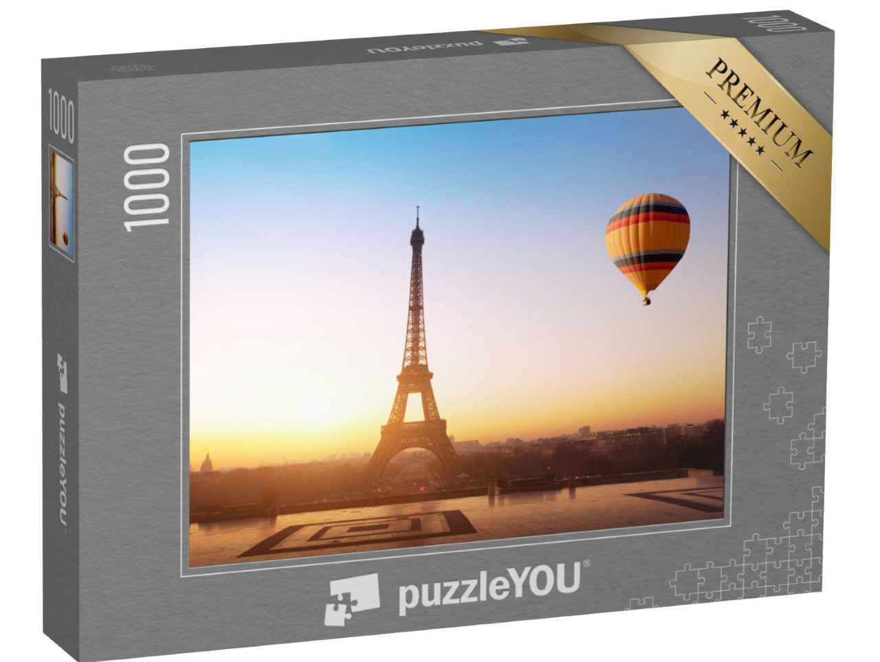 Puzzle 1000 pezzi „Mongolfiera presso la Torre Eiffel a Parigi, Francia“