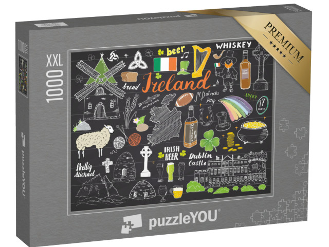 Puzzle 1000 pezzi XXL „Irlanda in schizzi disegnati“