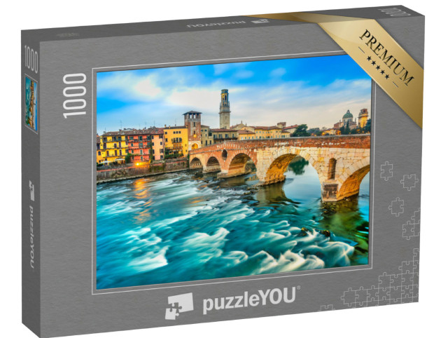 Puzzle 1000 pezzi „Adige e Ponte di Pietra a Verona, Italia“