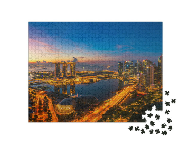 Puzzle 1000 pezzi „La città di Singapore, poco prima dell'alba“