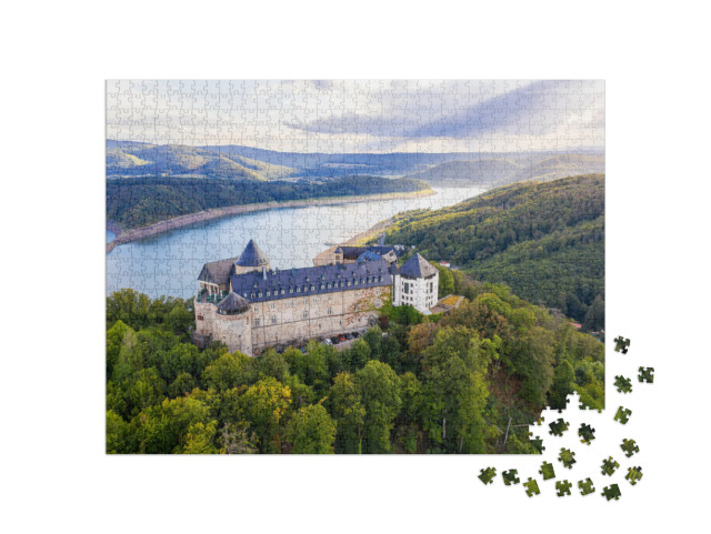 Puzzle 1000 pezzi „Edersee, Castello di Waldeck, Assia, Germania“