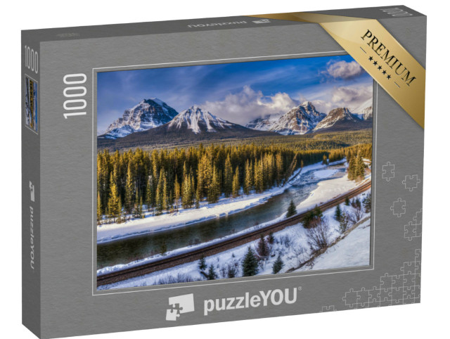 Puzzle 1000 pezzi „Curva di Morant: Immagine invernale dal Parco Nazionale di Banff, Alberta, Canada“