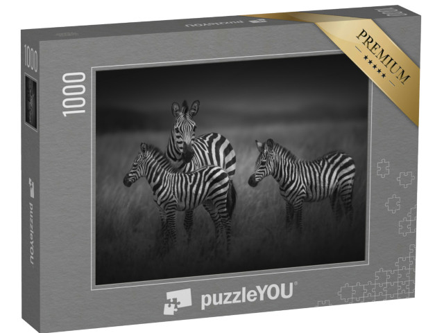 Puzzle 1000 pezzi „Madre zebra con due piccoli, Tanzania“