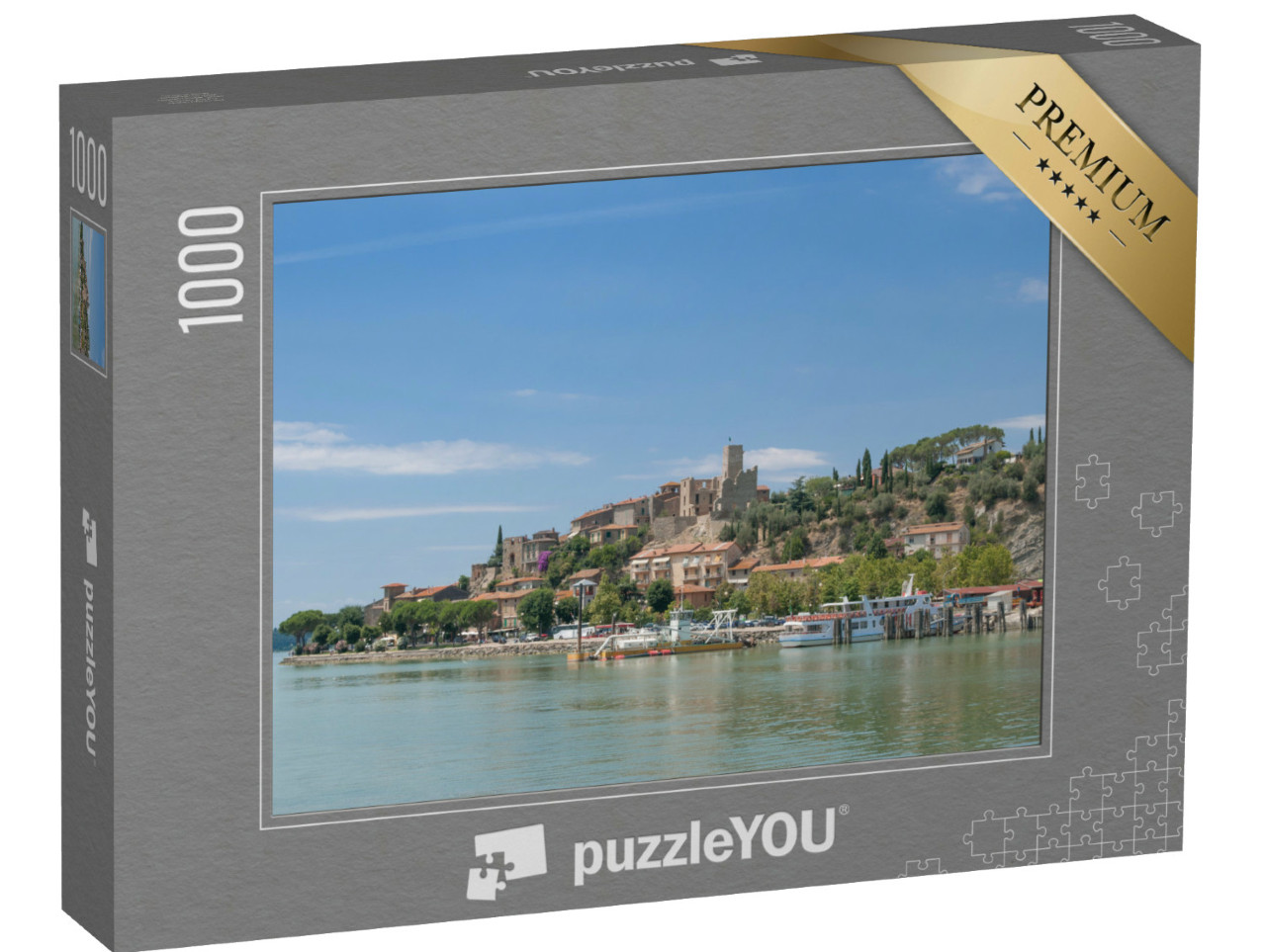 Puzzle 1000 pezzi „Borgo di Passignano sul Trasimeno in Umbria, vicino a Perugia, Italia“