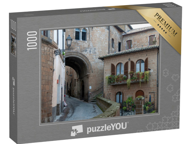 Puzzle 1000 pezzi „Città di Orvieto, altra vista dei quartieri medievali dietro piazza della Repubblica, Umbria Italia“