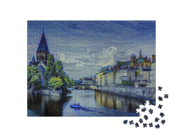 Puzzle 1000 pezzi „nello stile di van Gogh, Notte stellata - Metz, Lorena - Puzzle-Collection Artisti & Dipinti“