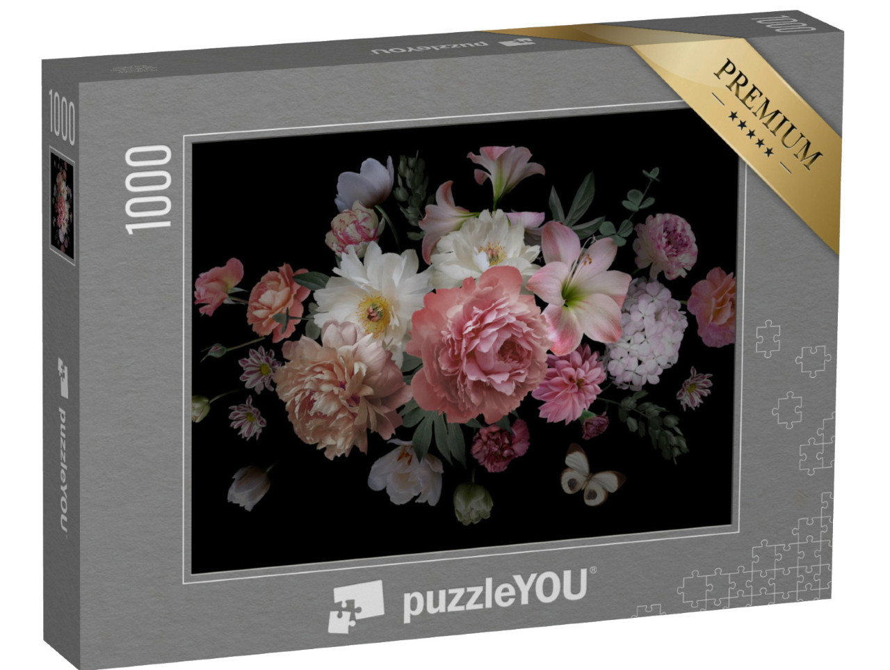Puzzle 1000 pezzi „Bouquet barocco di peonie, rose e tulipani“