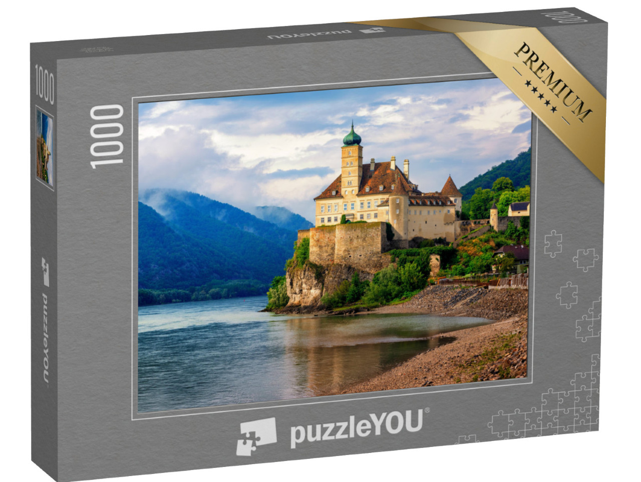 Puzzle 1000 pezzi „Il castello di Schonbuhel su una roccia sul Danubio“