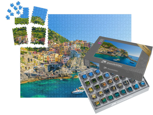 SMART SORTED® | Puzzle 1000 pezzi „Manarola, tradizionale borgo tipico italiano nel Parco Nazionale delle Cinque Terre“