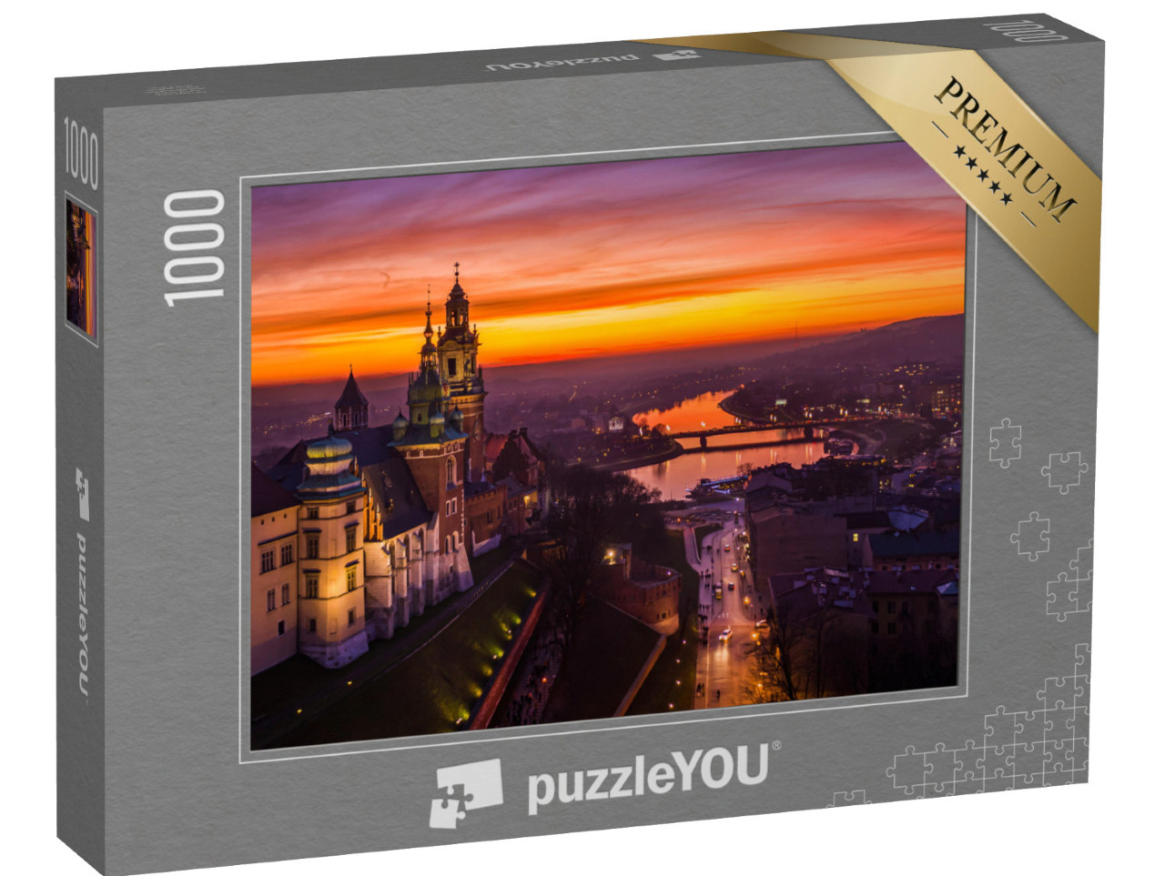 Puzzle 1000 pezzi „Tramonto sul castello di Wawel, Cracovia, Polonia“