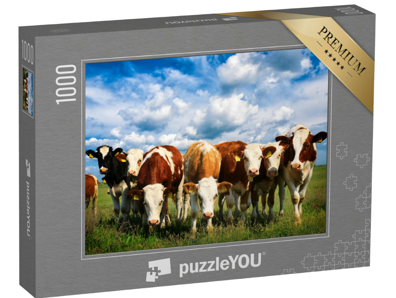 Puzzle 1000 pezzi „Mucche su un verde prato estivo“