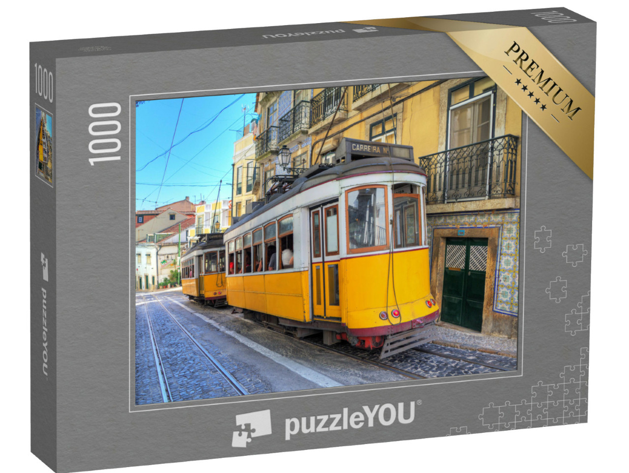 Puzzle 1000 pezzi „Tradizionale tram giallo a Lisbona, Portogallo“