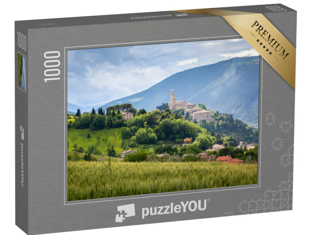 Puzzle 1000 pezzi „Un'immagine di Camerino nelle Marche su campi colorati“