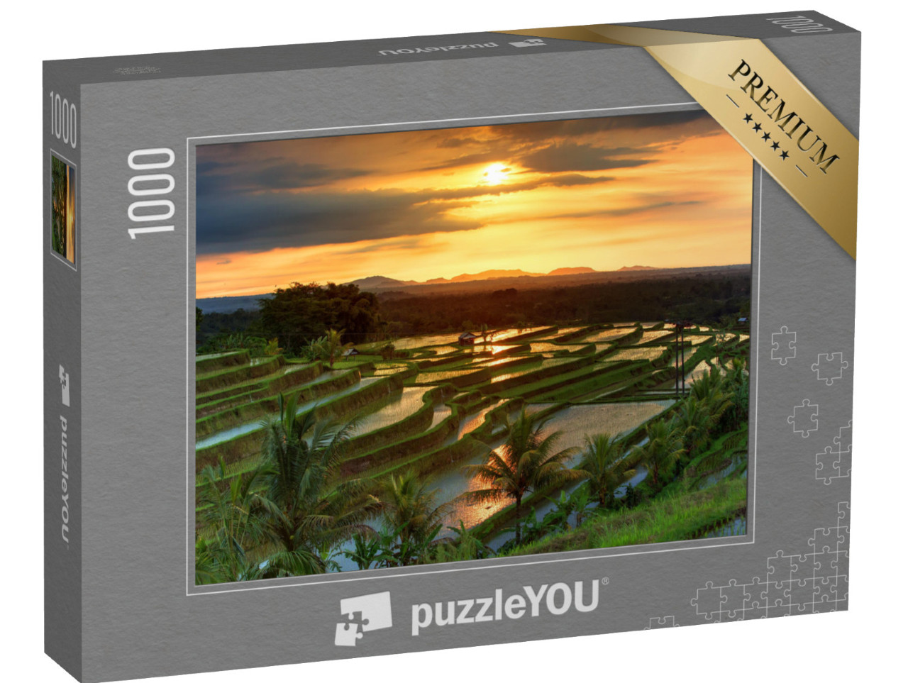 Puzzle 1000 pezzi „Terrazze di riso di Jatiluwih a Bali all'alba, Indonesia“