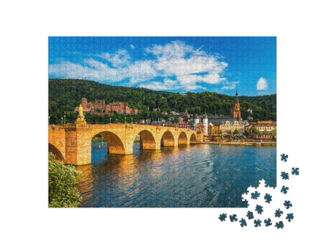 Puzzle 1000 pezzi „Vista sul Neckar fino a Heidelberg, Germania“